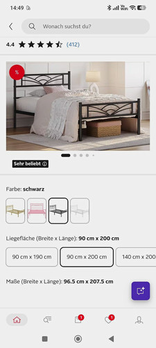 Metall bettrahmen schwarz - bettrahmen,